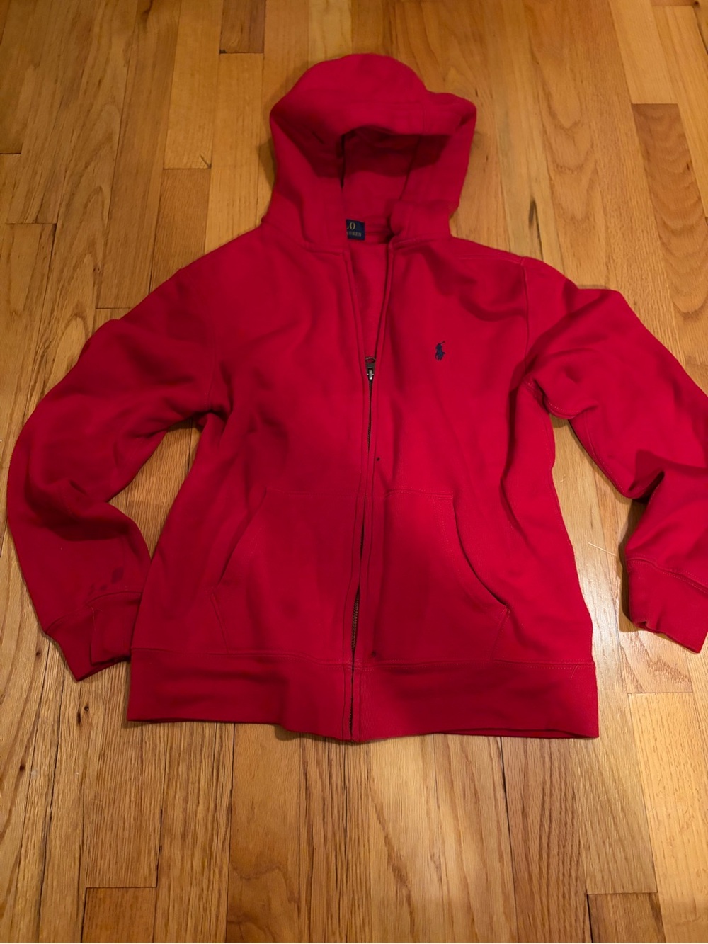 Ralph Lauren Bright Red Zip Hoodie with Polo Logo